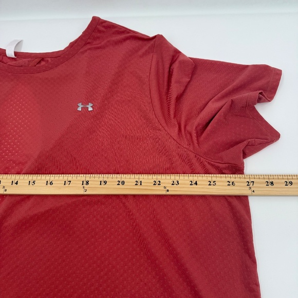 Under Armour Top Women 2X Pink Coral Loose Fit Heatgear Open Back Lightweight - Picture 9 of 11